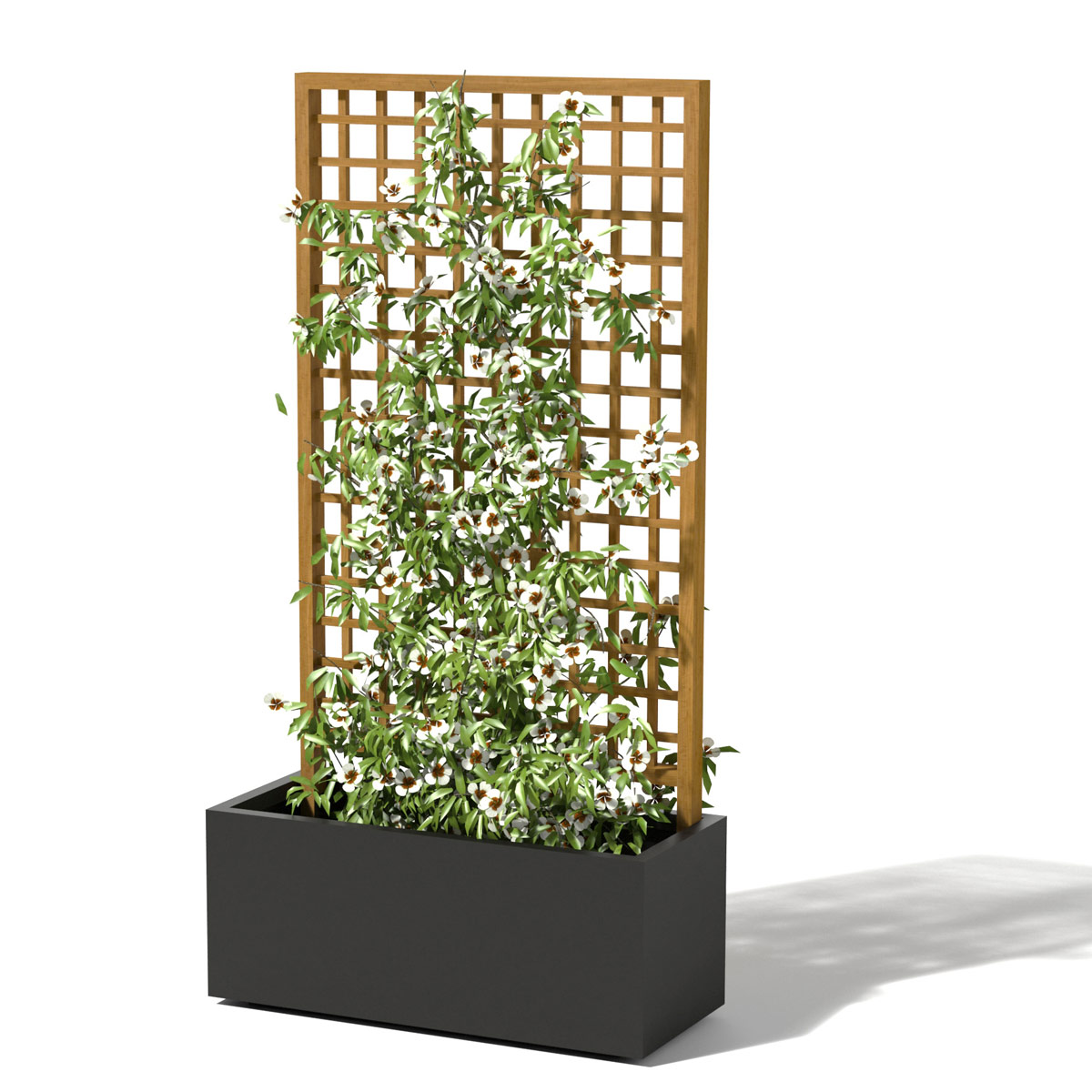 Planted Rectangular Planter With Trellis Material: Aluminum And Ipe Planter Finish: Black