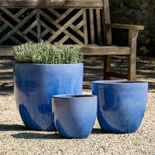 Condesa Planter Set (terracotta In Marrakesh Blue) contemporary, terracotta, terra cotta, garden, planter