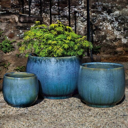 Martine Planter Set (terracotta In Blue Pearl) contemporary, terracotta, terra cotta, garden, planter