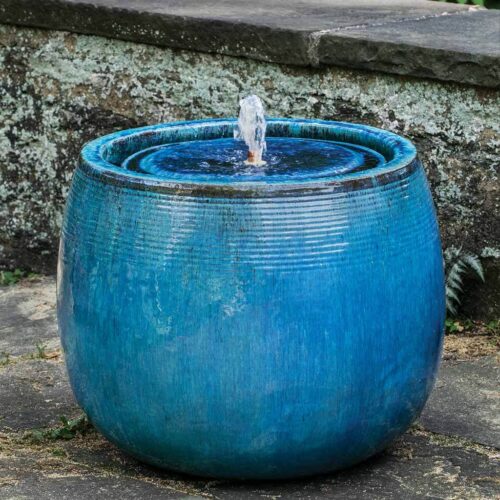 Boden Fountain (terracotta In Mediterranean Blue) glazed terracotta, terra cotta, water feature, garden fountain
