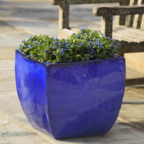 Obsit Square Planter (terracotta In Riviera Blue) contemporary, terracotta, terra cotta, garden, planter