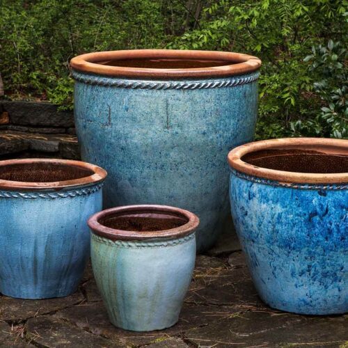 Chandor Planter Set (terracotta In Rustic Blue) contemporary, terracotta, terra cotta, garden, planter