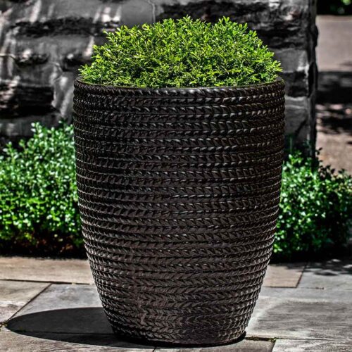 6230 8103 Tall Sisal Weave Planter S3 Glazed Cola
