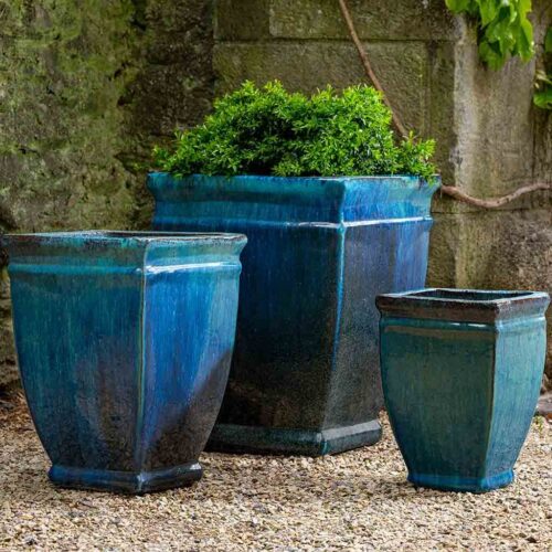 Square Rolled Rim Planters (terracotta In Mediterranean Glaze)