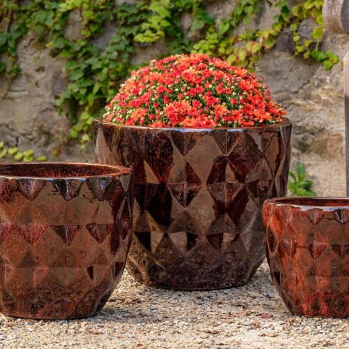 8112 20603 Castillon Planter S3 Glazed Planter Bordeaux contemporary, terracotta, terra cotta, garden, planter