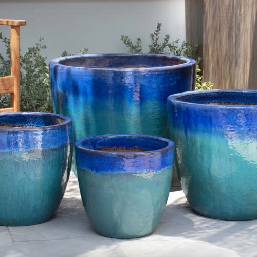 Ocho Planter (terracotta In Running Blue) contemporary, terracotta, terra cotta, garden, planter