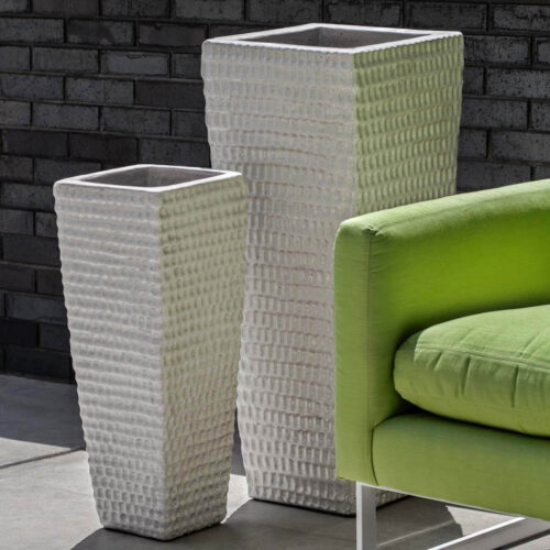 Tall Square Dimple Planter (terracotta In Antique White) contemporary, terracotta, terra cotta, garden, planter