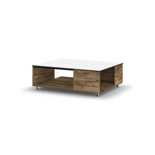 Aik07 F36 T38 Aiko Multifit Table, Drift Look Teak Original Finish, Hpl Alpes White