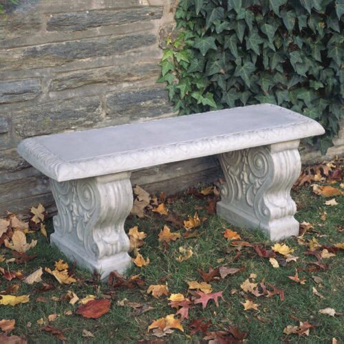 Traditional Straight Bench (cast Stone In Natural Finish)