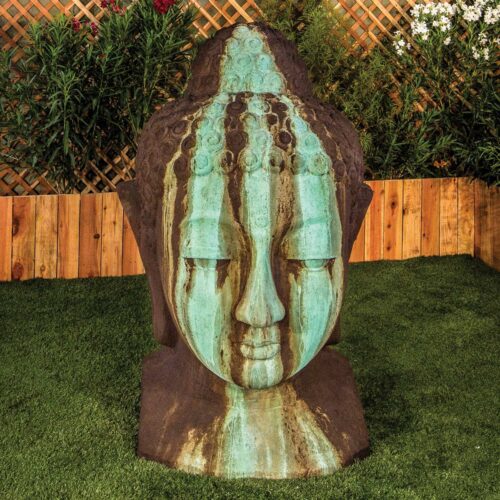 Buddha Head Sculpture Xl (gfrc In Popoli Finish)