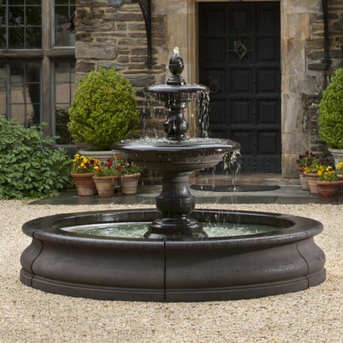 Caterina Fountain In Basin (ft 193) Material: Cast Stone Finish: Nero Nuovo