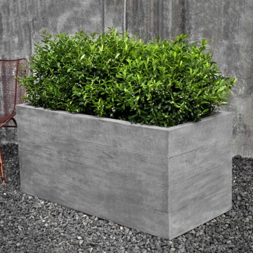 48"l X 22 5"w X 22 5"h Long Chenes Brut Box Planter (cast Stone In Greystone Finish) cast stone, garden, modern, planter, cube