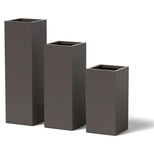 12 Inch Column Planter Material: Aluminum Finish: Metallic Silver coulmn metal garden planters decor