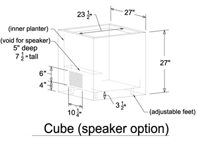 Cube With Speaker metal planters with integrated speakers