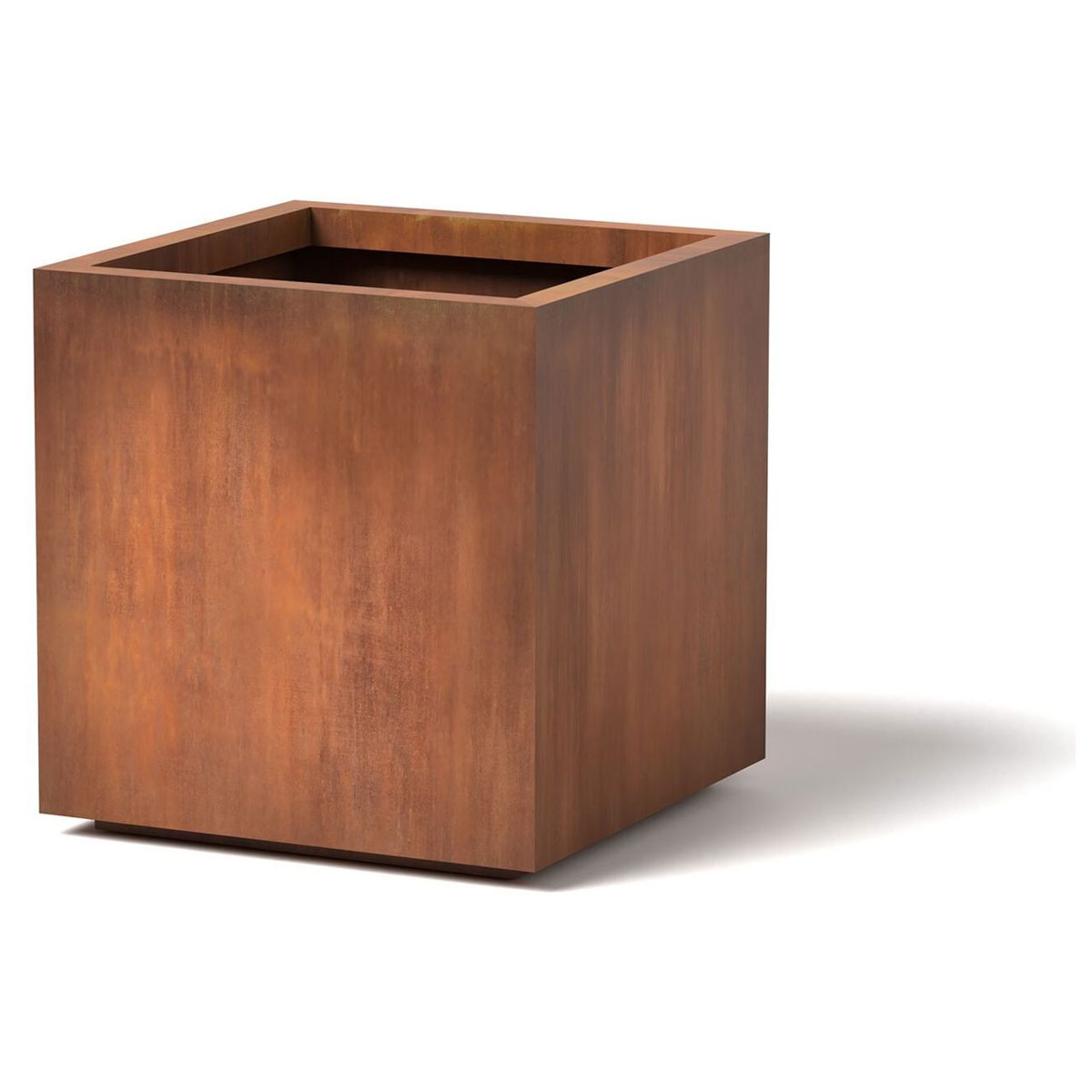 Cube Planter: Material – Aluminum – Finish: Natural Rust Cube Planter : Material - Steel - Finish : Natural Rust