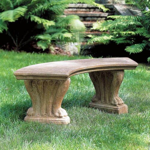 Curved West Chester Bench (cast Stone In Aged Limestone Finish)