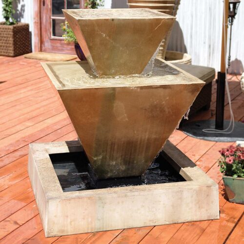 Double Oblique Fountain Material: Gfrc Finish: Sierra double oblique fountain garden decor fountains