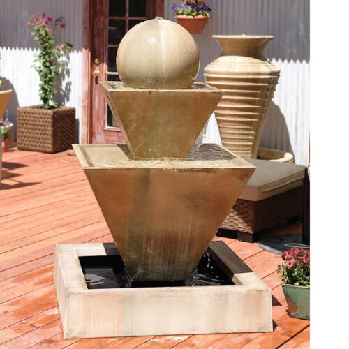 Double Oblique Fountain With Ball Material: Gfrc Finish: Sierra double oblique fountain with ball garden decor fountains