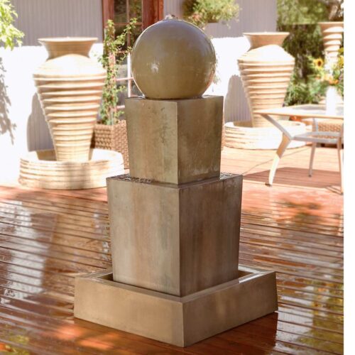 Double Obtuse Fountain With Ball (gfrc In Sierra Finish)