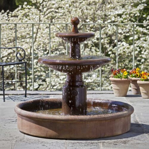 Esplanade Two Tier Fountain (ft 78) Material: Cast Stone Finish: Ferro Rustico Nuovo