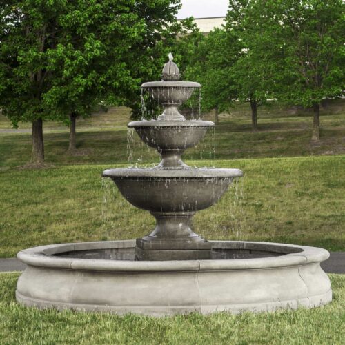Monteros Fountain In Basin Material: Cast Stone Finish: Alpine Stone