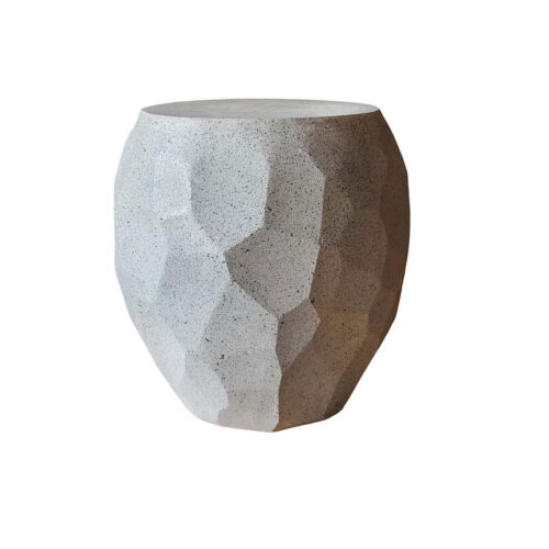 Facet Side Table (Fiberglass resin and aggregate in gray stone finish)