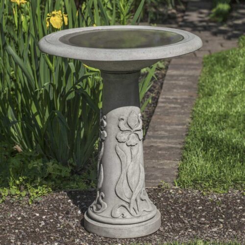 Iris Birdbath (cast Stone In Alpine Stone Finish)