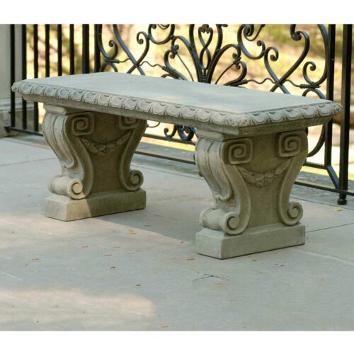 Longwood Main Fountain Garden Bench (cast Stone In Greystone Finish)