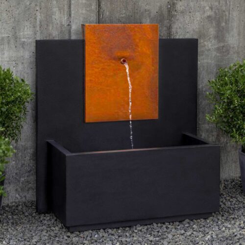Mc3 Fountain Corten Steel (cast Stone In Nero Nuevo Finish)