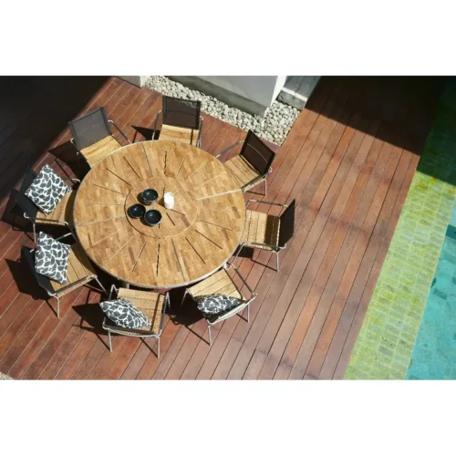 Meika Round Table Teak Stacking Chair