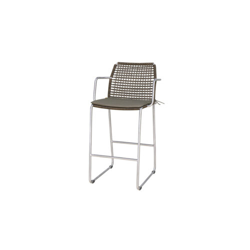 Manda Bar Armchair Stainless Steel (hairline Finish), Synthetic Wicker (pepper), Optional Cushion (taupe)