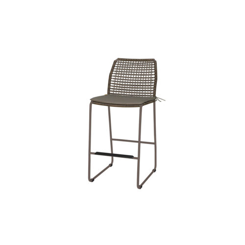 Manda Bar Side Chair With Optional Cushion (taupe) Powder Coated Aluminum (taupe), Synthetic Wicker,