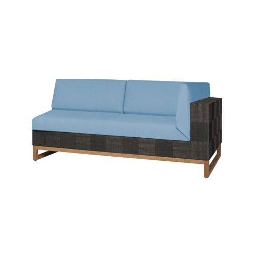 Ekka Left Hand Sectional Twitchell Textiline (royal Black), Sunbrella Canvas Cushions (mineral Blue)