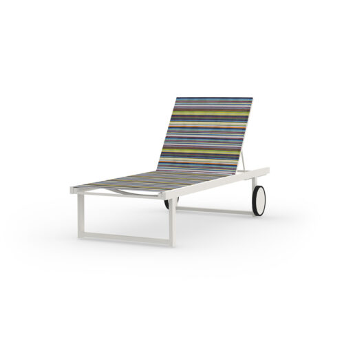 Ms8 F03 S23 Stripe Lounger, Aluminum White, Twitchell Green Barcode