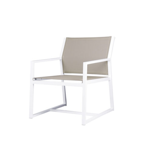 Allux Casual Chair Powder Coated Aluminum (white), Batyline Mesh Sling Seat/back (light Taupe)