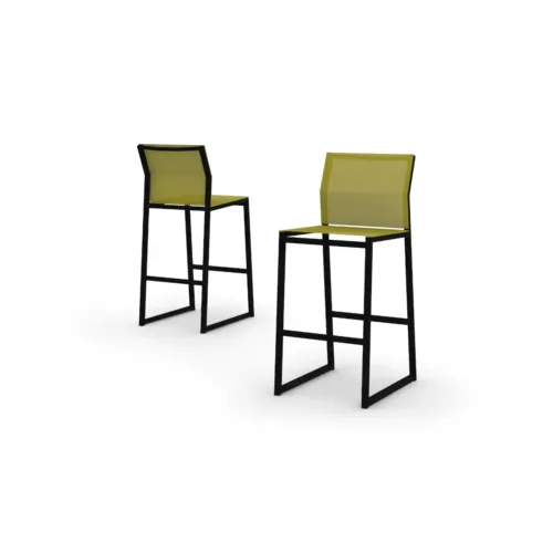 Mz113 F05a S08 Allux Bar Chair, Aluminum Black, Batyline Lime