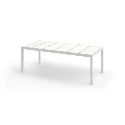 Mz432 F03a T38 Allux Dining Table 220x100x76h Cm, Aluminum White, Hpl Alpes White