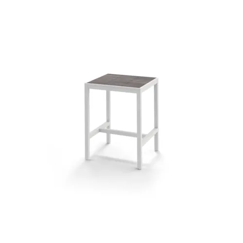 Mz471 F03a T52 Allux Bar Table 80x80x105h Cm, Aluminum White, Hpl Laterite