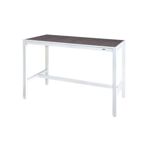 Allux 59" X 31 5" Bar Table With Hpl Top Powder Coat Aluminum (white), High Pressure Laminate (slate)