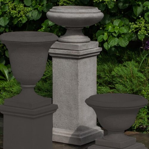 Marella Urn with Tall Wolcott Pedestal PPD-598 (Cast Stone in Alpine Stone)