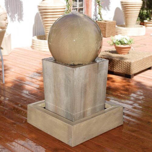 Obtuse Fountain With Ball (gfrc In Sierra Finish)