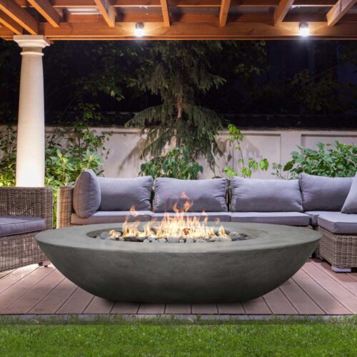 Ovale Fire Bowl (glass Fiber Reinforced Cement In Pewter)