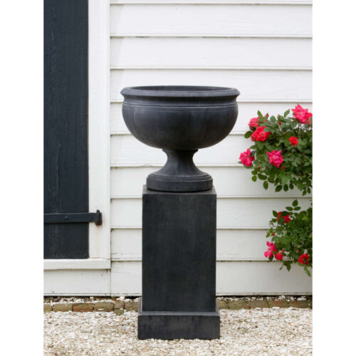 Williamsburg Plantation Urn w/ Classic Tall Pedestal PPD454 (Cast Stone in Nero Nuovo)