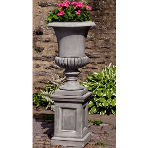 PPD-643 Kent Urn with Barnett Pedestal (Cast Stone in Alpine Stone)