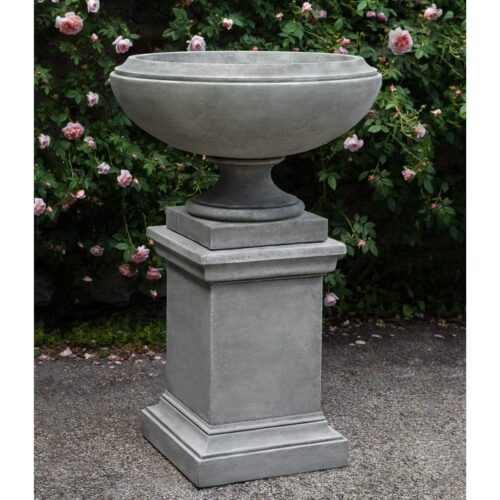PPD-702 Large Jensen Urn with Greenwich Pedestal (Cast Stone in Alpine Stone)