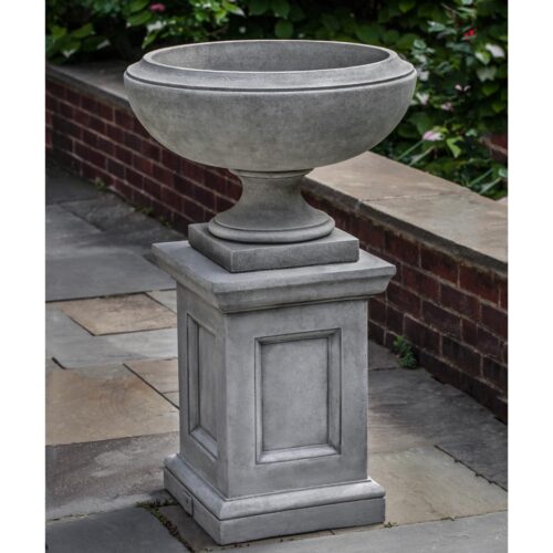 PPD-703 Small Jensen Urn with Barnett Pedestal (Cast Stone in Alpine Stone)