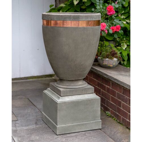 PPD-782B Moderne Tall Planter with 12in Rustic Pedestal (Cast Stone in Alpine Stone)