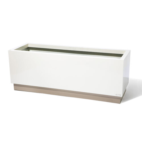 Rectangle Base Planter Material: Aluminum Finish Two Tone Linen And Beige Base rectangle base planter metal aluminum modern design