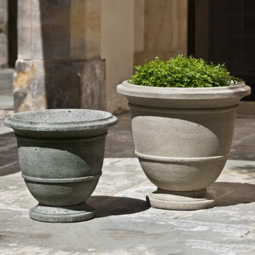 Relais Urns (cast Stone In Alpine Stone & Verde Finishes) cast stone, garden, traditional, planter, urn