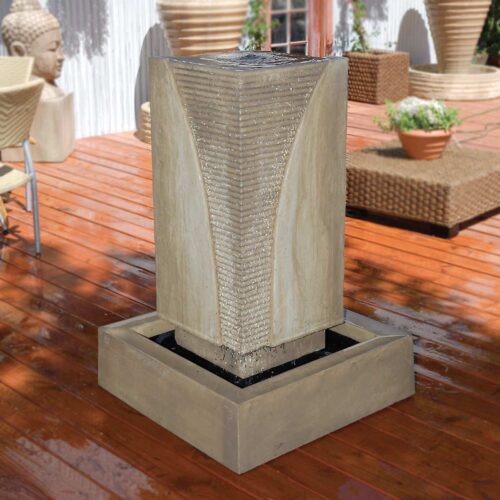 Ribbed Monolith Fountain (gfrc In Ancient Finish)
